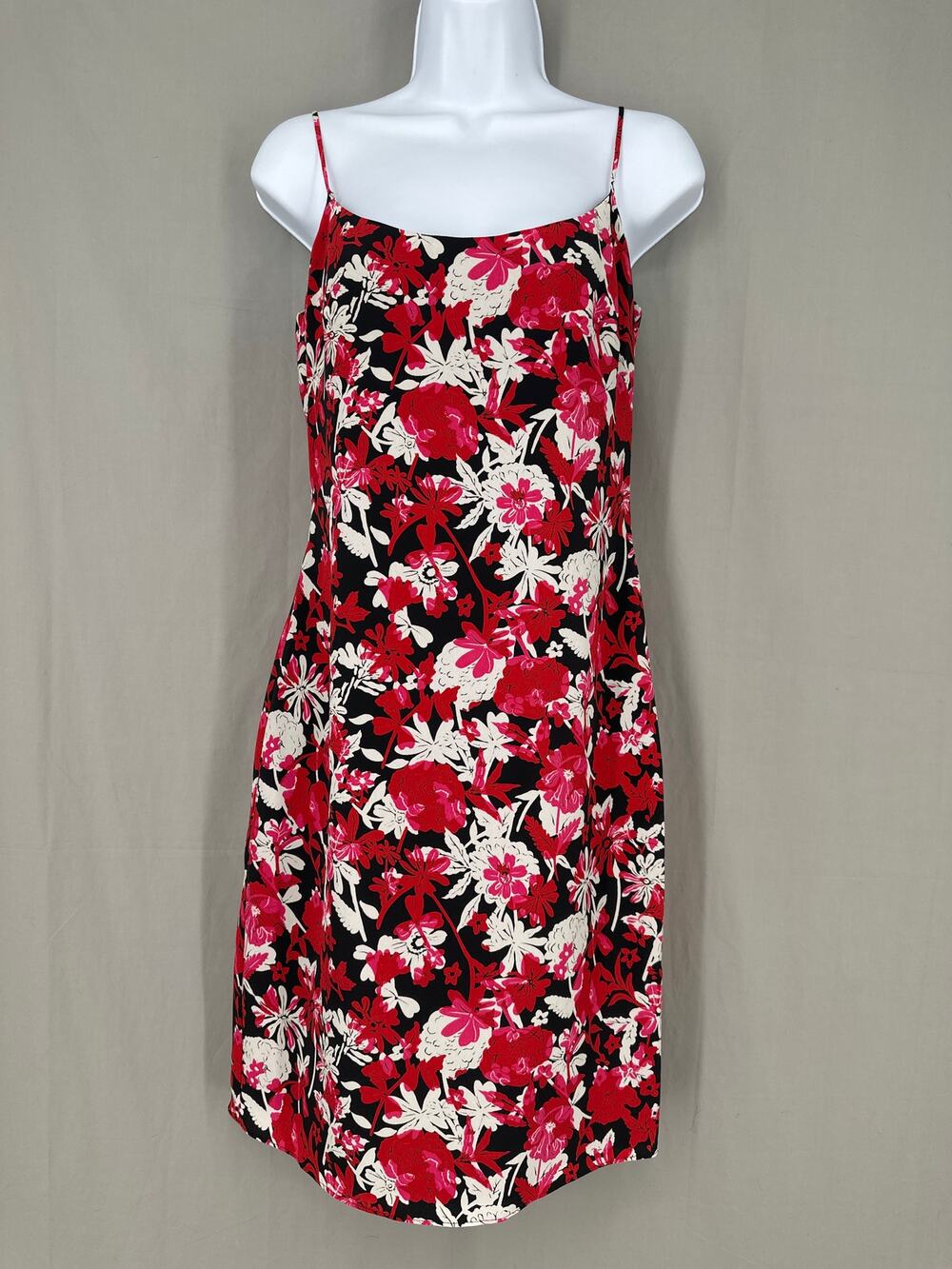 90s Vintage Dress Womens 4 Black Mini Red Floral Laundry Shelli Segal